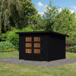 Abri de jardin 6,05m² Stockach 4 en bois noir 19mm - Karibu