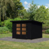 Abri de jardin 6,05m² Stockach 4 en bois noir 19mm - Karibu
