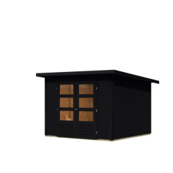 Abri de jardin 6,05m² Stockach 4 en bois noir 19mm - Karibu