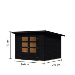 Abri de jardin 6,05m² Stockach 4 en bois noir 19mm - Karibu
