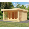 Abri de jardin en bois massif 15,7m² Chione avec terrasse - Karibu