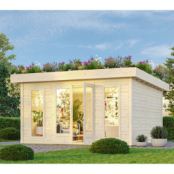 Abri de jardin en bois 15,7 et kit de végétalisation Lotus - Karibu