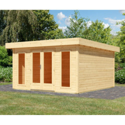 Abri de jardin en bois 15,7 et kit de végétalisation Lotus - Karibu
