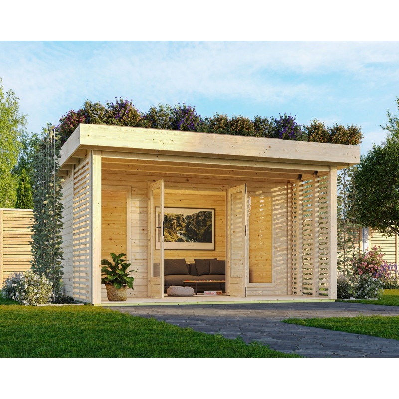 Abri de jardin en bois 15,7m² Lily avec kit de végétalisation - Karibu
