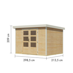 Abri de jardin 6,4m² en bois brut + acier blanc Jupiter 4A - Karibu