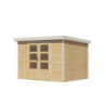 Abri de jardin 6,4m² en bois brut + acier blanc Jupiter 4A - Karibu