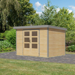 Abri de jardin 6,4m² en bois brut + acier gris Jupiter 4A - Karibu