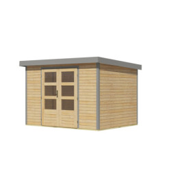 Abri de jardin 6,4m² en bois brut + acier gris Jupiter 4A - Karibu