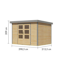 Abri de jardin 6,4m² en bois brut + acier gris Jupiter 4A - Karibu