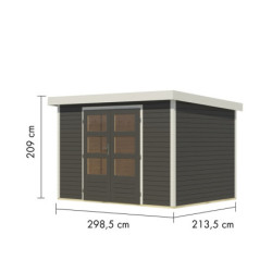 Abri de jardin 6,4m² en bois gris + acier blanc Jupiter 4B - Karibu