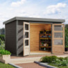 Abri de jardin 6,4m² en bois gris + acier gris Jupiter 4B - Karibu