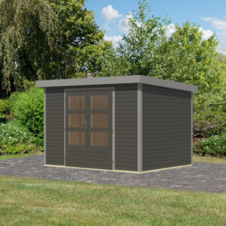 Abri de jardin 6,4m² en bois gris + acier gris Jupiter 4B - Karibu