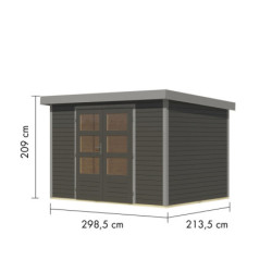 Abri de jardin 6,4m² en bois gris + acier gris Jupiter 4B - Karibu