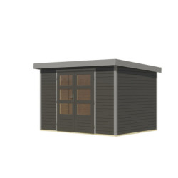 Abri de jardin 6,4m² en bois gris + acier gris Jupiter 4B - Karibu