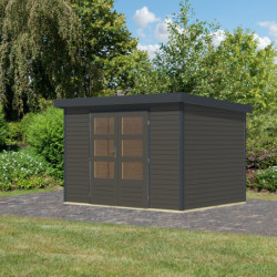 Abri de jardin 6,4m² en bois gris + acier anthracite Jupiter 4B - Karibu