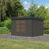Abri de jardin 6,4m² en bois gris + acier anthracite Jupiter 4B - Karibu