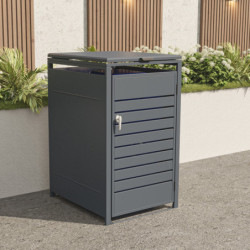 Abri pour Poubelle 240L en Acier Galvanisé Anthracite - X-METAL