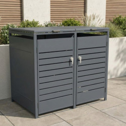 Abri pour 2 Poubelles 240L en Acier Galvanisé Anthracite - X-METAL