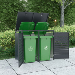 Abri pour 2 Poubelles 240L en Acier Galvanisé Anthracite - X-METAL