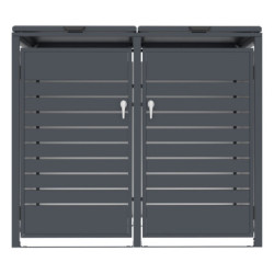 Abri pour 2 Poubelles 240L en Acier Galvanisé Anthracite - X-METAL