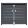 Abri pour 2 Poubelles 240L en Acier Galvanisé Anthracite - X-METAL