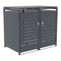 Abri pour 2 Poubelles 240L en Acier Galvanisé Anthracite - X-METAL