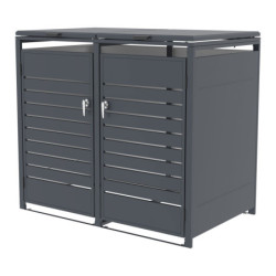 Abri pour 2 Poubelles 240L en Acier Galvanisé Anthracite - X-METAL