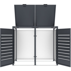 Abri pour 2 Poubelles 240L en Acier Galvanisé Anthracite - X-METAL