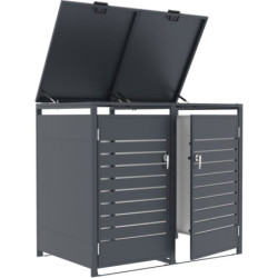 Abri pour 2 Poubelles 240L en Acier Galvanisé Anthracite - X-METAL