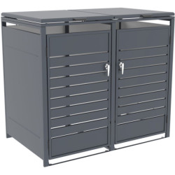 Abri pour 2 Poubelles 240L en Acier Galvanisé Anthracite - X-METAL