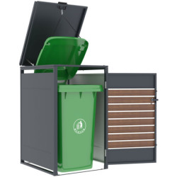 Cache-poubelle Acier Galvanisé Effet Bois 240L - X-METAL