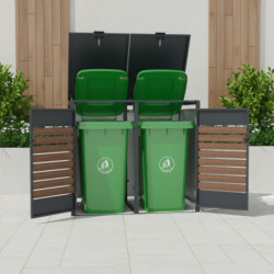 Abri pour Poubelles 240L en Acier Galvanisé Effet Bois - X-METAL