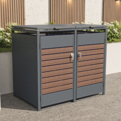 Abri pour Poubelles 240L en Acier Galvanisé Effet Bois - X-METAL