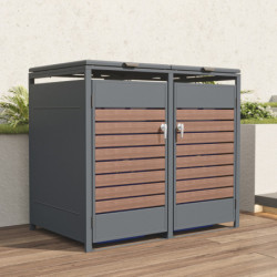Abri pour Poubelles 240L en Acier Galvanisé Effet Bois - X-METAL