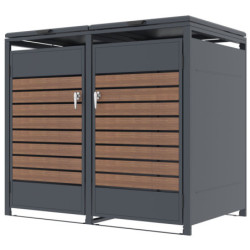 Abri pour Poubelles 240L en Acier Galvanisé Effet Bois - X-METAL