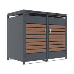 Abri pour Poubelles 240L en Acier Galvanisé Effet Bois - X-METAL