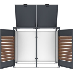 Abri pour Poubelles 240L en Acier Galvanisé Effet Bois - X-METAL