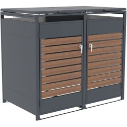 Abri pour Poubelles 240L en Acier Galvanisé Effet Bois - X-METAL