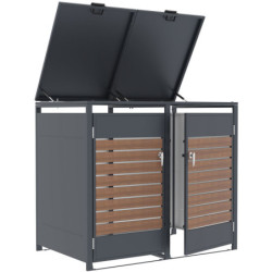 Abri pour Poubelles 240L en Acier Galvanisé Effet Bois - X-METAL