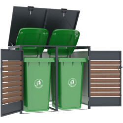 Abri pour Poubelles 240L en Acier Galvanisé Effet Bois - X-METAL