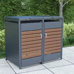 Abri pour Poubelles 240L en Acier Galvanisé Effet Bois - X-METAL