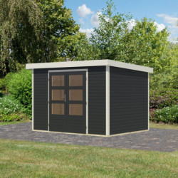 Abri de jardin 6,4m² en bois anthracite + acier blanc Jupiter 4C - Karibu