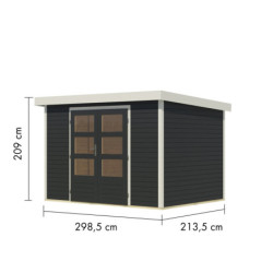 Abri de jardin 6,4m² en bois anthracite + acier blanc Jupiter 4C - Karibu