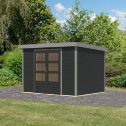 Abri de jardin 6,4m² en bois anthracite + acier gris Jupiter 4C - Karibu