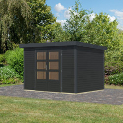 Abri de jardin 6,4m² en bois et acier anthracite Jupiter 4C - Karibu