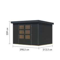Abri de jardin 6,4m² en bois et acier anthracite Jupiter 4C - Karibu