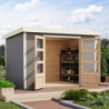 Abri de jardin 6,4m² en bois gris clair + acier blanc Jupiter 4D - Karibu