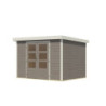 Abri de jardin 6,4m² en bois gris clair + acier blanc Jupiter 4D - Karibu