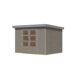 Abri de jardin 6,4m² en bois gris clair + acier gris Jupiter 4D - Karibu