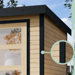 Abri 6,4m² en bois gris clair + acier anthracite Jupiter 4D - Karibu